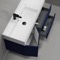 Wall Mounted Bathroom Vanity, Modern, Blue, 36